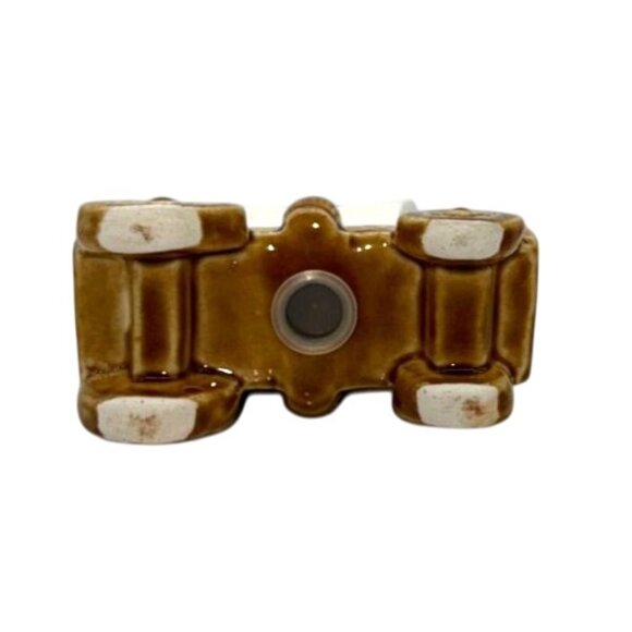 VTG COVERED WAGON PEPPER SHAKER REPLACEMENT CERAMIC TAN WHITE HAND PAINTED - Picture 5 of 6